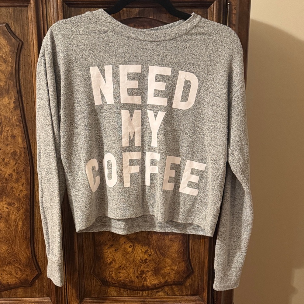 Forever 21 “Need My Coffee” Gray Shirt